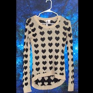 Tan with Black Hearts Thin Sweater/ Sweater Dress